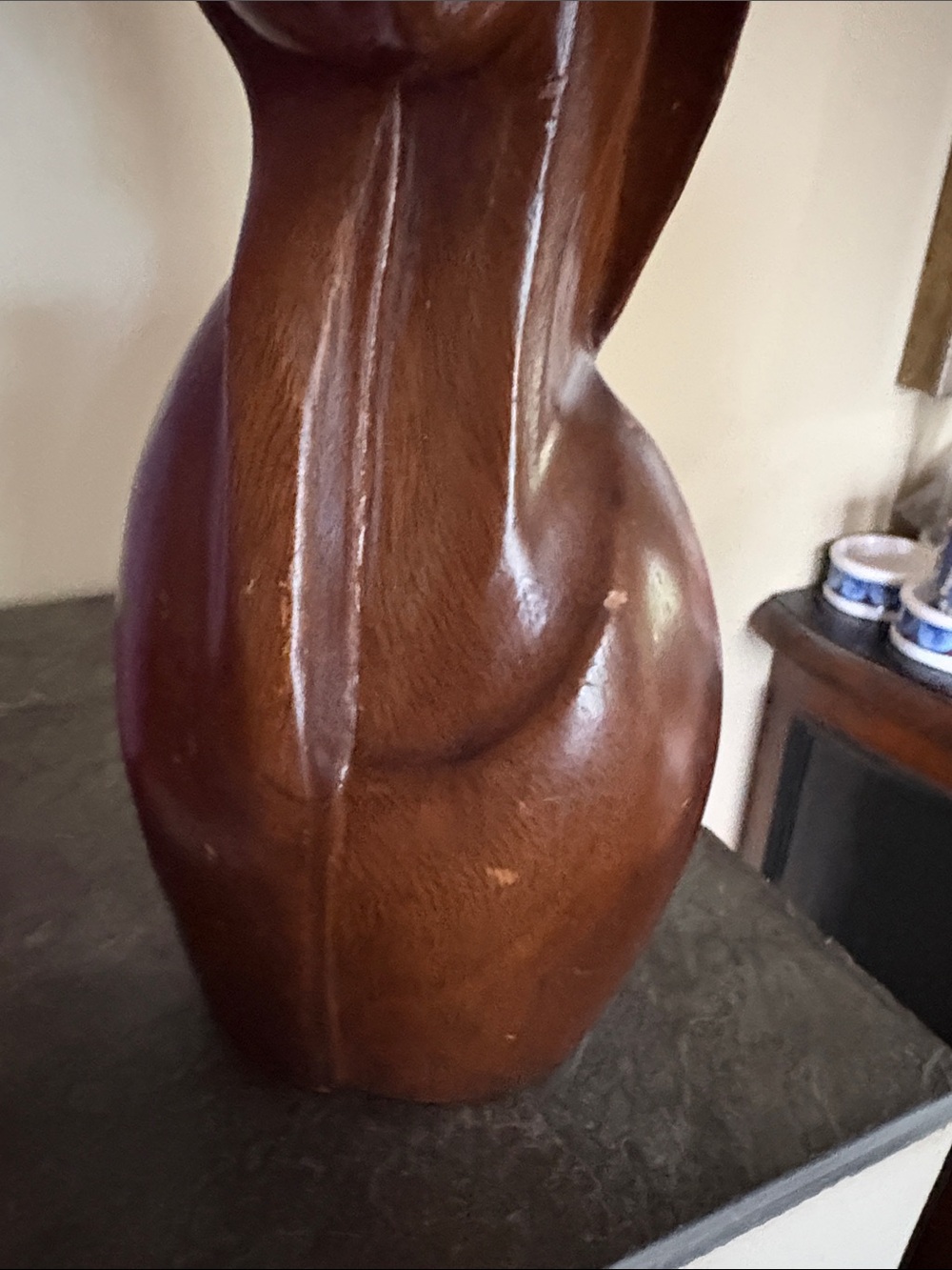 Vintage Monkeypod Hand-Carved Wooden Female Bust - made in the Phillipines - Picture 3 of 7